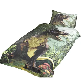 Rapport Home T Rex Bettwäsche-Set für Einzelbett, 1 Stück, Dinosaurier-Bettwäsche, Dino Jurassic