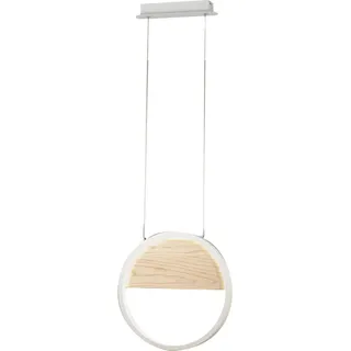 Fabas Luce Led-Pendelleuchte , Weiß, Eschefarben , Holz, Metall , Esche , 200 cm , ISO 9001 , höhenverstellbar, 3 Helligkeitsstufen , Lampen & Leuchten, Leuchtenserien