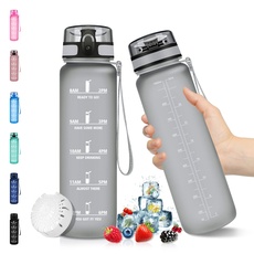 Bild von Trinkflasche 1L, Tritan Trinkflasche Sport BPA Frei, Wasserflasche 1L Zeitmarkierung und Filter, Sport Trinkflasche Kohlensäure Geeignet, trinkflasche für kinder, Sport, Fahrrad, Camping, Outdoor