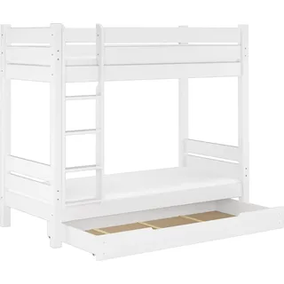 Etagenbett für Erwachsene weiß 100x200 Nische 100 teilbar Zubehör wählbar V-60.16-10WT100Rollrost. Matratzen und Bettkasten inkl. - Weiß