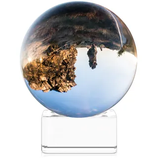 Navaris Glaskugel für Fotografie und Deko - Glaskugel Wahrsagerkugel aus K9 Glas - Hexenkugel Fotokugel mit Glasständer - Lensball für Fotografie - Crystal Ball - Ø 60mm