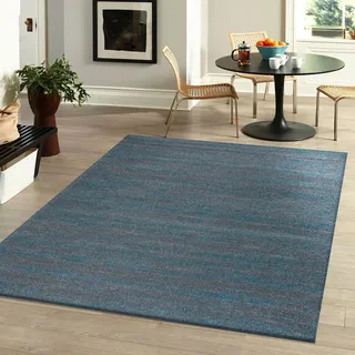 VIMODA Teppich Wohnzimmer in Türkis Grau Kurzflor Einfarbig Meliert Farbecht Puristisch, Maße:160 x 230 cm