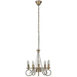 Lindby Kronleuchter Marnia (Retro, Vintage Antik) in Bronze aus Metall (5 flammig E14) - Pendelleuchte Hängelampe Lüster Lampe Deckenleuchte Deckenlampe Wohnzimmerleuchte