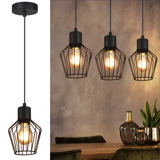 ZMH Pendelleuchte Schwarz 1 Flammig Esstisch Hängeleuchte - Pendellampe E27 Metall Lampenschirm Hängelampe Industrie Wohnzimmerlampe für Küche Schlafzimmer Cafe - Schwarz