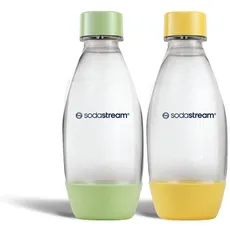 SodaStream DuoPack Kunststofflaschen Fuse 0,5L, spülmaschinengeeignet, 2er-Pack, Gelb/Grün, 19 cm hoch
