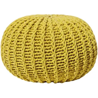 Beliani Pouf Conrad 50/50/35 cm , Gelb , Textil , Rund , 50x35x50 cm , Wohnzimmer, Sessel, Hocker & Hockerbänke, Poufs