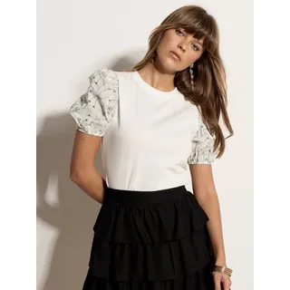 Apricot Spitzentop "Top" Stickerei, weiß