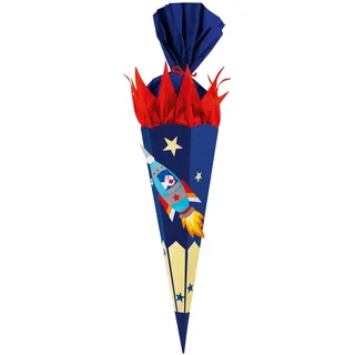 Goldbuch 97707 Schultüten-Bastelset, Raumschiff, stabiler Karton, Zuckertüte 70cm, Schultüte zur Einschulung und Schulanfang, inklusive 2 Krepp-Rollen + 1 Chenilledraht, Blau