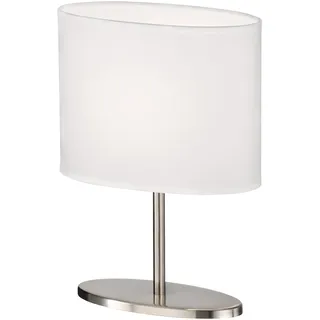 Fischer & Honsel Tischleuchte Modena | nickelfarben matt| Stoffschirm weiß Chintz| L: 20 cm, B: 10 cm, H: 27 cm | mit Schnurschalter| 1x E14 max. 25 W ohne Leuchtmittel