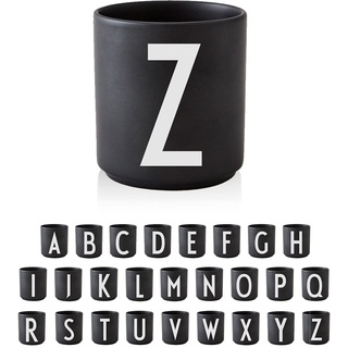 Design Letters Buchstaben Porzellan Kaffeetasse A-Z Schwarz | Weihnachten dekoration | Weihnachtsgeschenke für Frauen, Männer | Dekorativ Design Tasse in Premium Porzellan mit eingravierter Buchstabe