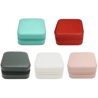 TRODANCE Mini-Schmuckkästchen, kleiner Reise-Schmuck-Organizer, tragbare Schmuckschatulle, Mini-Aufbewahrungsbox, Präsentationsbox für Ringe, Ohrringe, Halsketten (5 Farben, 5 Stück)