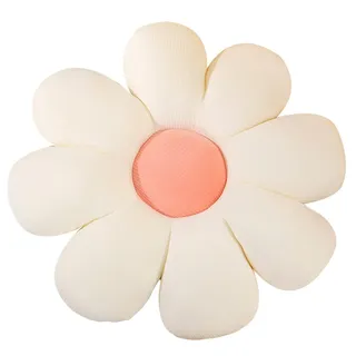 Grafingy Blumenkissen, blumenförmiges Wurfkissen, Blumenbodenkissen, weiches Sitzkissen, Raumdekoration, Plüschkissen für Schlafzimmer, Sofa, Bett, Lesen (38,1 cm, Weiß)