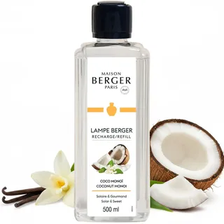 Maison Berger – Nachfüllung Coco Monoï 500 ml für Lampe Berger – 2-in-1 geruchsneutralisierendes Raumduft-Öl – Kokosnuss, Vanille