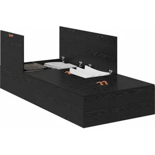 vidaXL Aufbewahrungsbettgestell Schwarz Eichen-Optik 90 x 200 cm - Schwarz