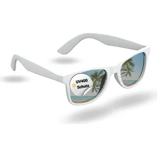 Sonnenbrille "Beach" - Trendige Brille mit UV-400 Schutz und Ozean-Rettungsinitiative für Herren und Damen - Weiß - Weiß