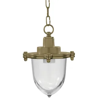 Hängeleuchte außen Messing Glas rund Ø 19 cm IP44 in E27 Maritim Außenlampe