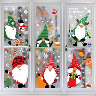 6 Blatt Fensteraufkleber Weihnachten,Schneeflocken Fensterdeko,Fensterbilder Weihnachten Selbstklebend Weihnachtsdeko,Weihnachten Fensteraufkleber,Statisch Haftende PVC Aufkleber (Weihnachtstag-B)