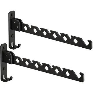 Jlnmmn 2 Stück Wand Kleiderständer, Kleiderhaken Klappbar, Klapphaken Aluminium, Kleiderlüfter Schwarz 180°Drehbare, Geeignet für Balkon, Waschküche, Bad