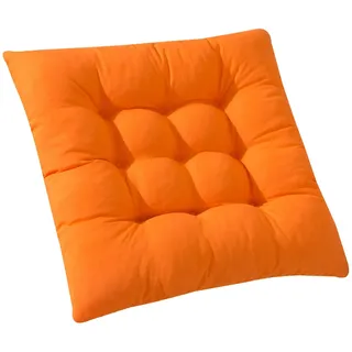 FANSU Stuhlkissen 1 2 4 6er Set, Sitzkissen 45x45cm, Stuhl Kissenauflage mit Schleife, Sitzpolster Weiches Stuhlauflage Atmungsaktiv Sitzauflage Gartenkissen (2 Stück,Orange)