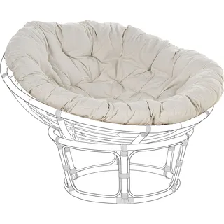 BELIANI Sitzkissen für Gartensessel Hellbeige Stoff Gesteppt Rund mit Bindebändern Boho Auflage für Korbsessel Rattansessel Outdoor Terrasse Balkon - Beige