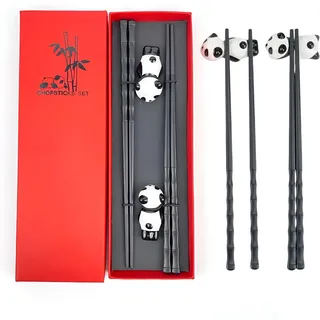 Chinesische Essstäbchen, Guador 2 Stück wiederverwendbare Sushi Essstäbchen, kommt mit 2 Panda-Keramikstäbchen, personalisierte Chopsticks für Zuhause, Restaurant Geschenk