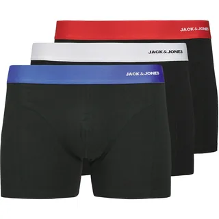 Trunk JACK & JONES "JACNYJAH BAMBOO TRUNKS 3 PACK SN", Herren, Gr. L, 3 Stk., schwarz (schwarz pack:schwarz, schwarz (colourot wb)), Jersey, Obermaterial: 65% Viskose, 30% Baumwolle, 5% Elasthan, unifarben, bequem, Unterhosen Trunk
