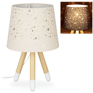Relaxdays Tischlampe Kinderzimmer , Rosa , Metall, Holz, Textil , E14 , 25.5x40x25.5 cm , Lampen & Leuchten, Kinderzimmerlampen