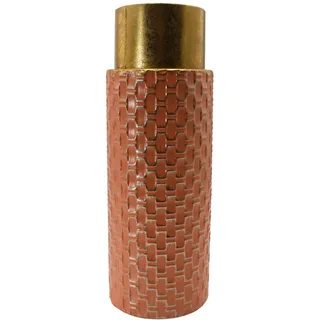 Dekohelden24 Hochwertige Metall Vase in Rosa und Gold, Bodenvase, Dekovase, Größe H/Ø ca. 38 x 13 cm