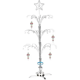 HOHIYA Metall Weihnachten Ornament Display Baum drehbarer Ständer 119,4 cm (Silber)
