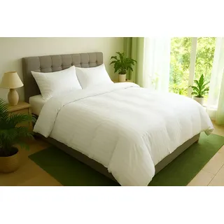 Blanrêve Steppdecke, Satin, gestreift, 400 g/m2, 200 x 200 cm, Mikrofaser, Weiß, 200 x 200 cm