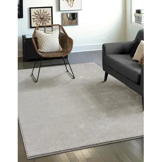 Mia's Teppiche Emely Moderner Weicher Kurzflor (17 mm) Wohnzimmer Teppich - Silber - 120 cm Rund