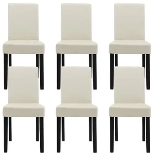 [en.casa] Esszimmerstuhl-Set Hamburg Kunstleder weiß 6er Set