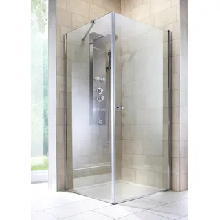 WELLTIME Florenz Eckdusche mit Drehtür 80 x 190 cm grau Sicherheitsglas