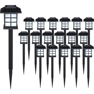DEUBA® Solarlampe für Außen 18er Set LED Wetterfest IP44 Dämmerungssensor Erdspieß Solar Laterne Schwarz Garten Leuchte Außenleuchte Balkon Deko - Schwarz