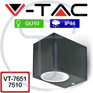 V-TAC VT-7651 LED-Wandleuchte Quadratischer Spot GU10 Schwarz Outdoor IP44