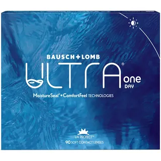 Bausch + Lomb ULTRA ONE DAY, sphärische Tageslinsen, Premium Kontaktlinsen weich, 90 Stück, / BC 8.6 mm/DIA 14.2 / -1,00 Dioptrien