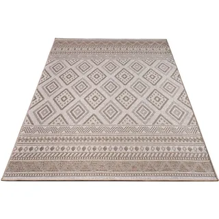 Paco Home Outdoor Teppich Flachgewebe, modern Boho Ethno wetterfest Außenbereich Grösse 120x160 cm - Beige