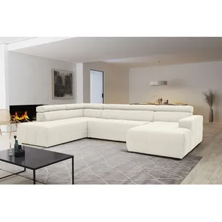 DOMO collection Wohnlandschaft Kunstleder U-Form 3-Sitzer Weiß