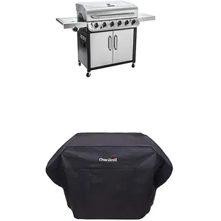 Char-Broil Convective 640 S XL - 6 Brenner Gasgrill mit Seitenbrenner, Edelstahl + Extra-Grosse Wetterschutzhaube , Schwarz