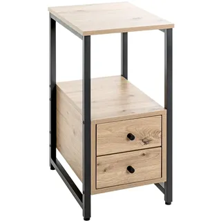 Haku-Möbel HAKU Möbel Beistelltisch schwarz, Metall 2 Schubladen rechteckig Kufe, 30x63x40 cm,