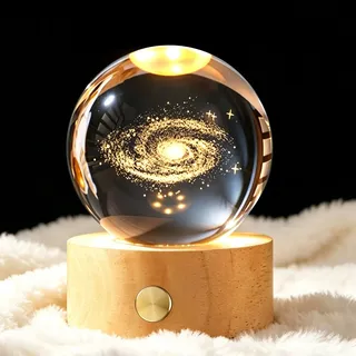 60 mm Kristallkugel Milky Way, 60mm Aufladbar LED Glaskugel Deko Lampe Briefbeschwerer Glaskugel Deko, Crystal Ball Herzensmensch Geschenk für Partner, Jahrestag Geschenk für Sie (Milky Way)