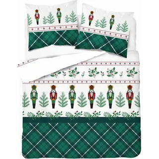 Flanell-Bettwäscheset 220x200 WEIHNACHTEN Nussknacker - Grün
