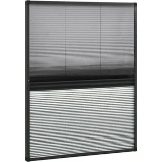 vidaXL Insektenschutz-Plissee für Fenster Alu 80x100 cm mit Jalousie - Grau