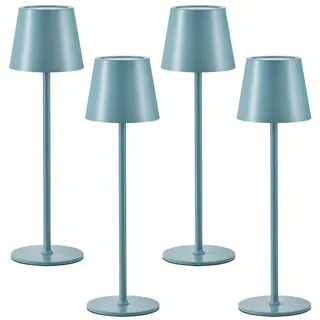 Moderne kabellose Tischlampe – LED-Lampe – Touch-Lampe – Nachttischlampe – Akku-betriebene Lampe – 4 Stück, blau