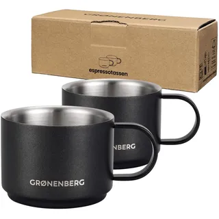 Groenenberg Espressotassen Edelstahl 2er Set, black I Kaffeetasse Espresso (2er Set)