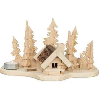 SAICO Original Räuchermännchen "Schnitzerei und Räucherhaus, für 1 Teelicht" BxHxT: 13x22x10 cm, natur