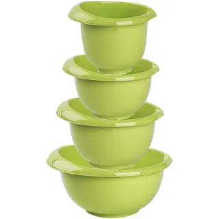 Engelland Backschüsseln, Rührschüssel, Schneebesen, Topf, Salatschüssel, stapelbar, rutschfeste Silikonfüße, Einhandausguss, Kunststoff, 4er-Set, Farbe: Grün