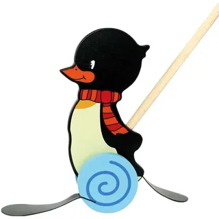 Hess Holzspielzeug 14446 - Schiebefigur aus Holz, Pinguin, handgefertigt, zum Schieben und Ziehen, für Kinder ab 12 Monaten, ca. 23 x 11 x 60 cm