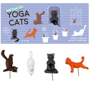 GR Gift Republic Gift Republic Mini Blumentopf Yoga Katzen, Mehrfarbig, 1