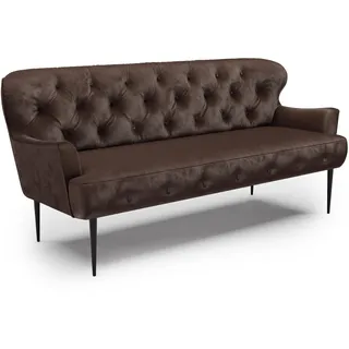 CAVADORE 3-Sitzer Küchensofa Amba, Trendige Sitzbank für Küche oder Esszimmer / 193 x 97 x 87 / Hochwertiges Mikrofaser: Braun